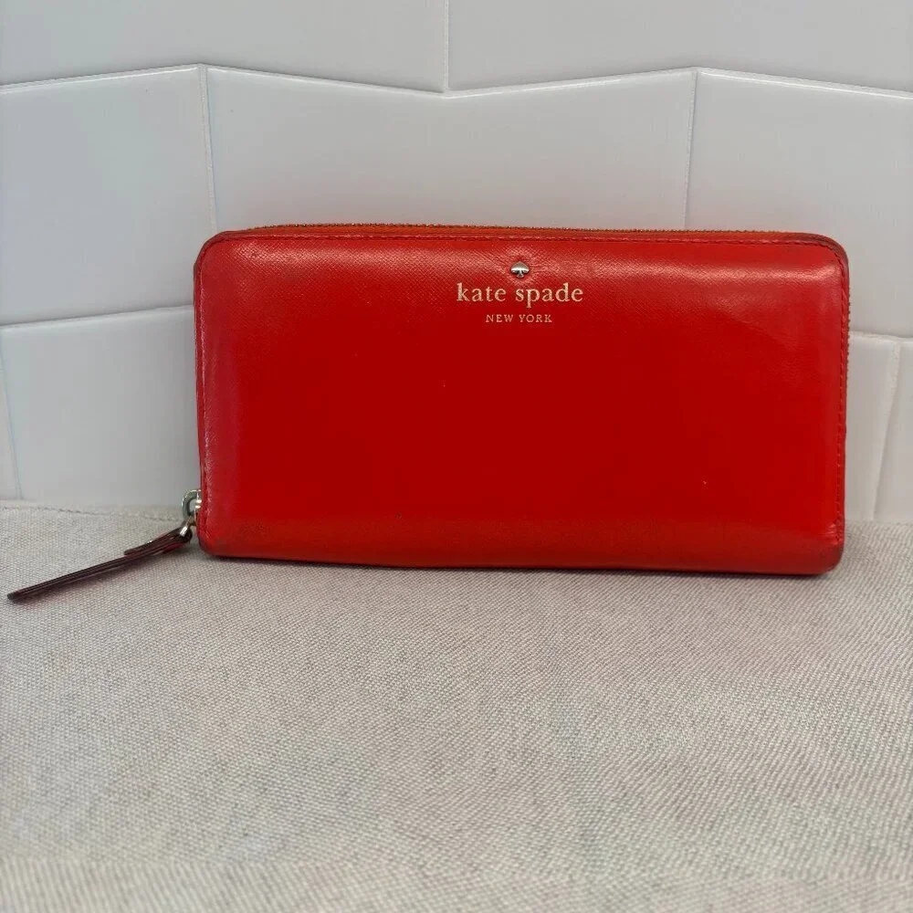 Kate Spade Zip-Around Continental Wallet - Coral/Orange